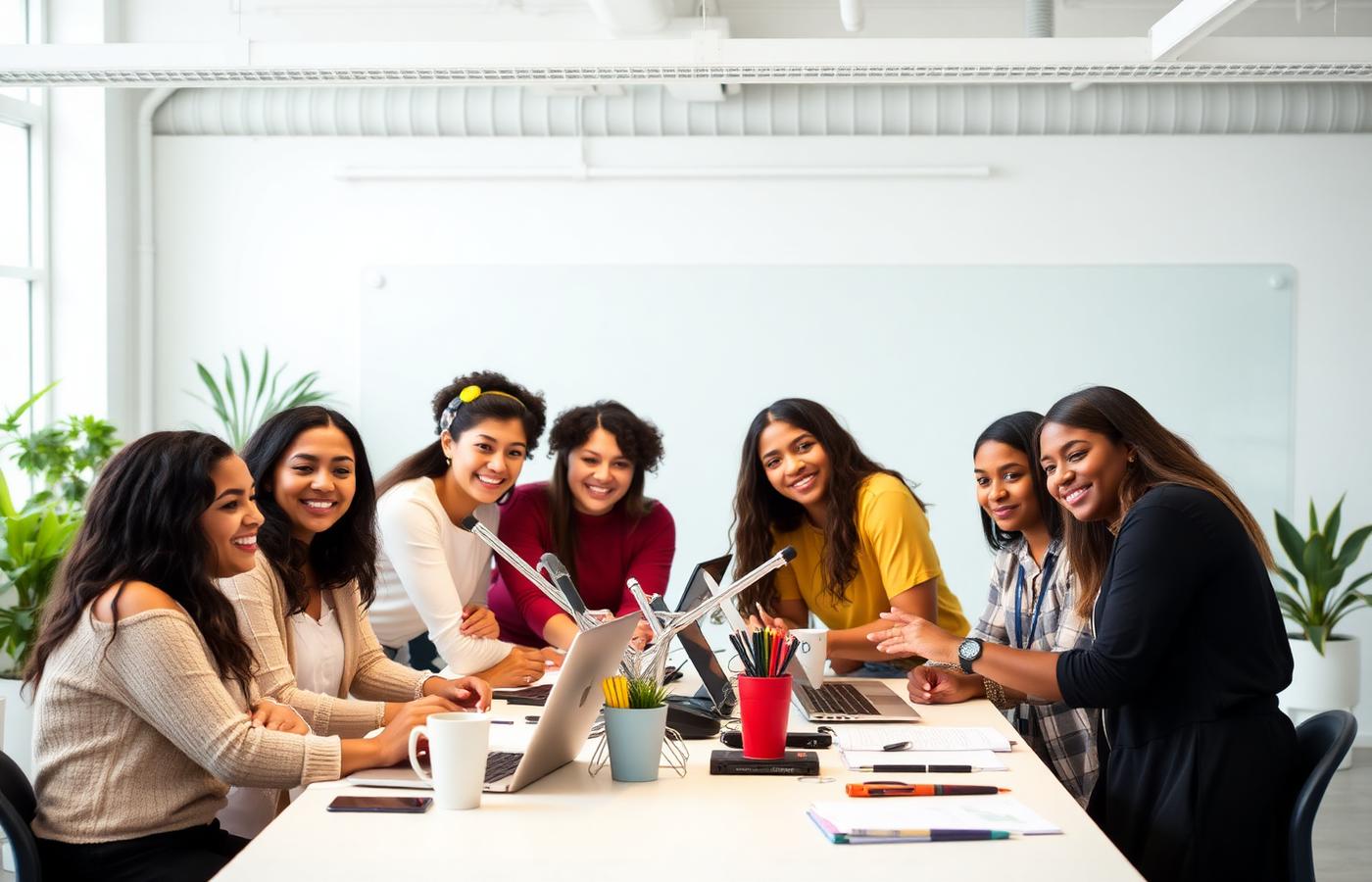 Diverse team collaborating